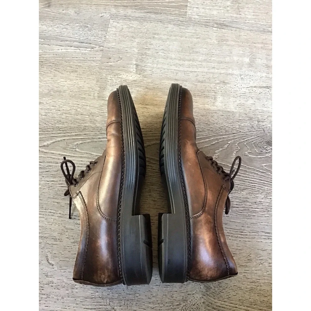 ECCO NEWCASTLE Toe Cap Derby Mens Size 45 / 11 Brown Leather Oxford Shoes Dress